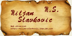 Miljan Slavković vizit kartica